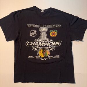 Chicago Blackhawks 2013 NHL Stanley Cup Champions Double Sided Hockey T-shirt XL